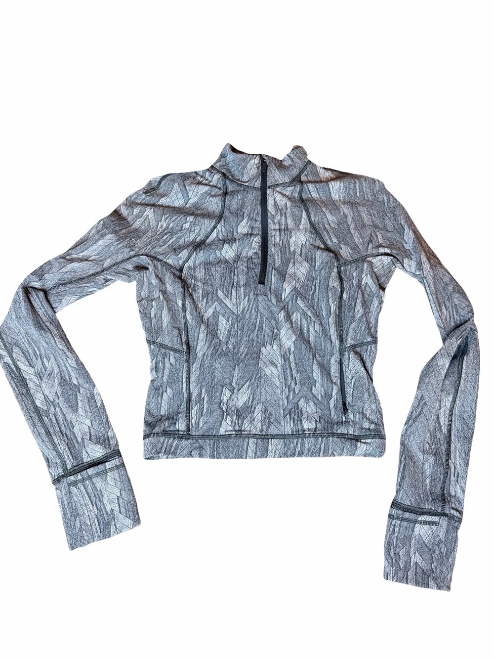 lululemon athletica Gray Patterned Quarter-Zip Long Sleeve Top